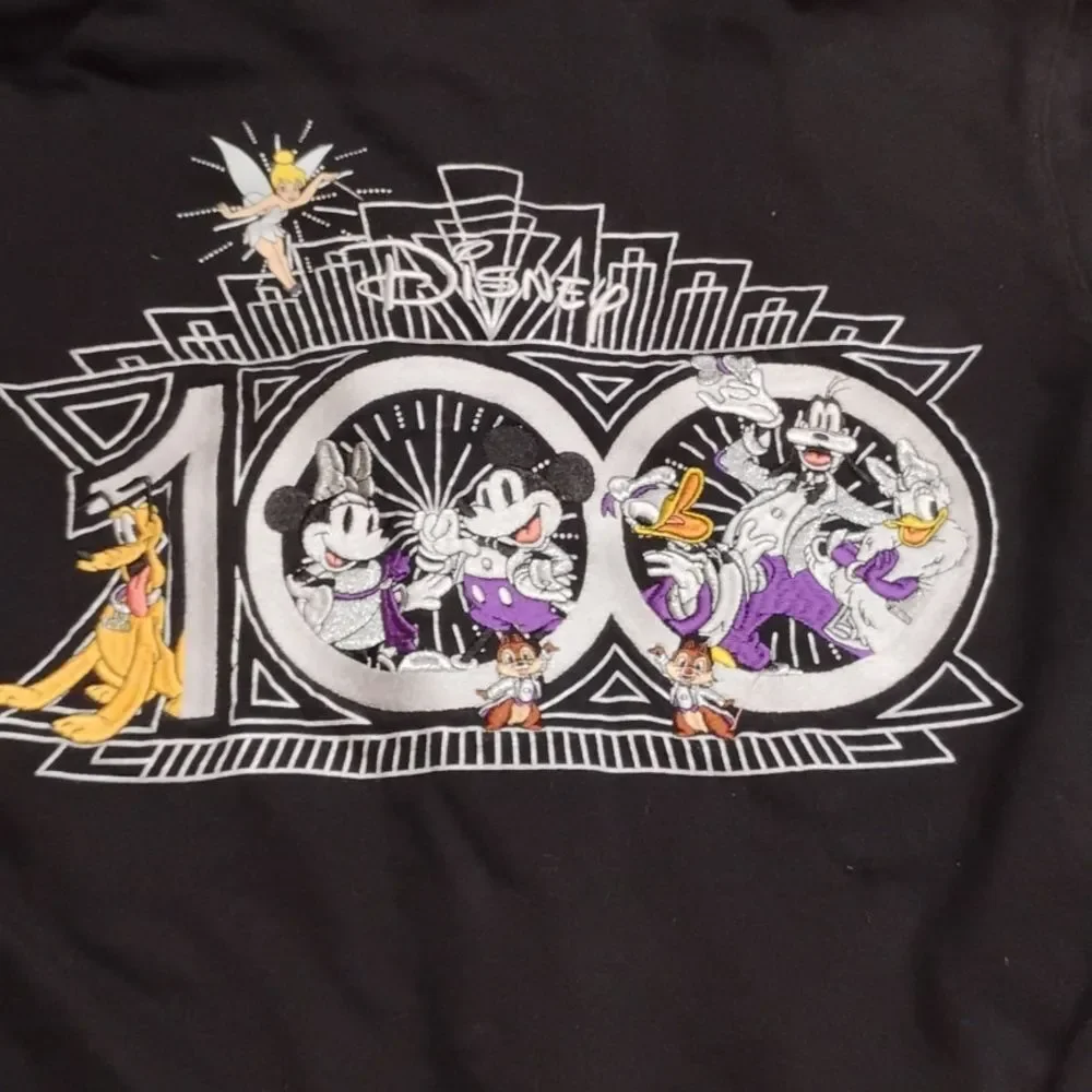 Kids 100 Year Disney Anniversary Black Hoodie with Character Design